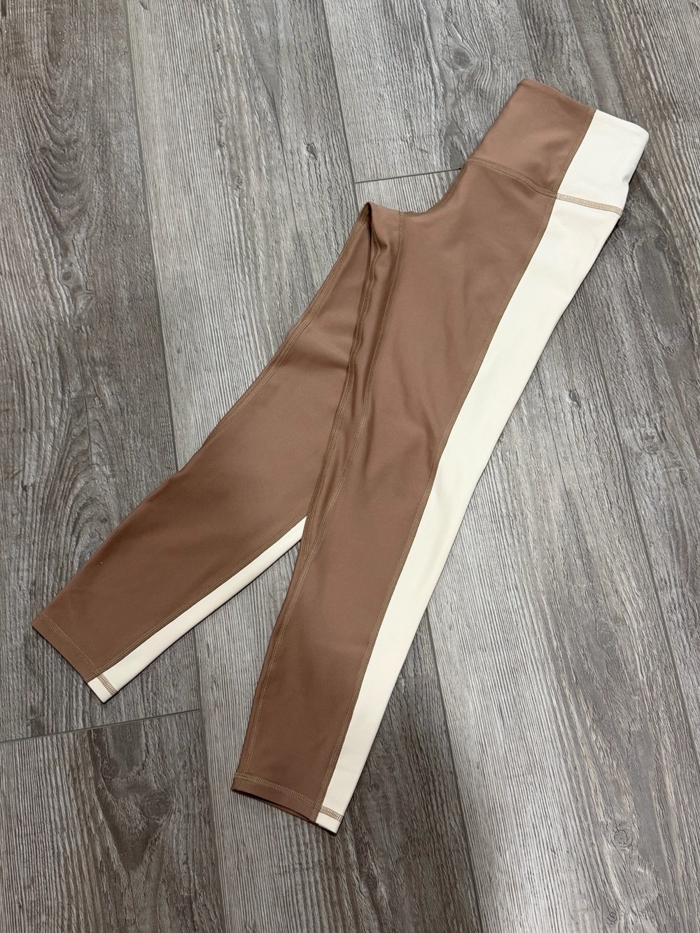 YPB Brown and Cream Colorblock Athletic Leggings